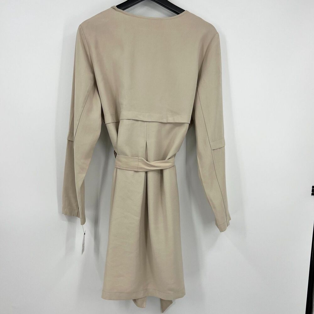 Khaki Wrap Jacket Women's Size Med Tie Front Dressy Business Professional - Picture 9 of 13